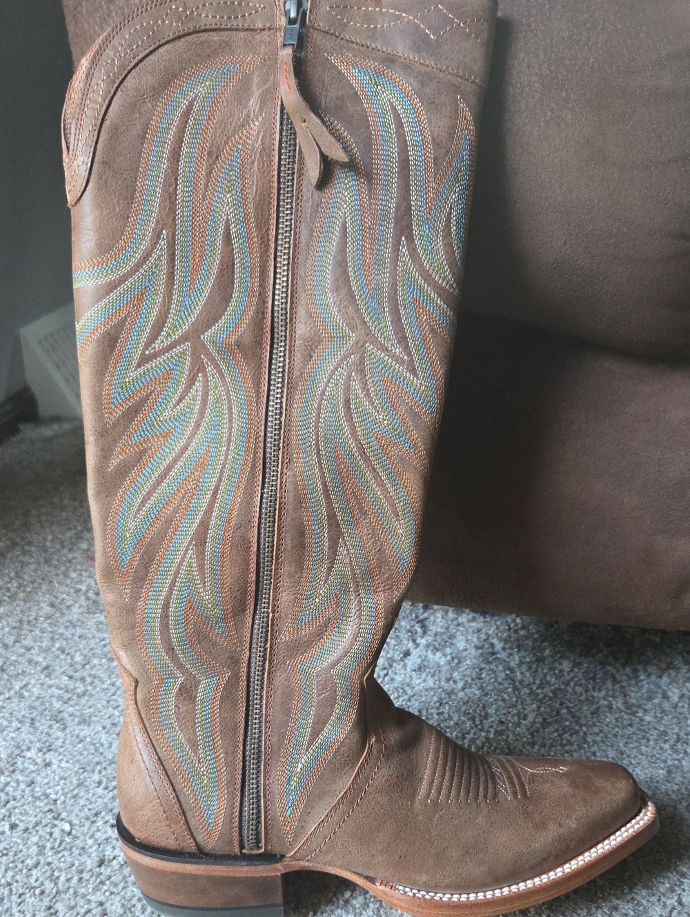 Brown Embroidered Women's Western Boots